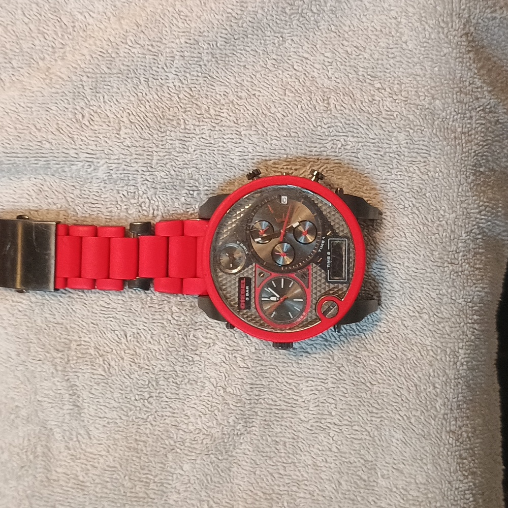 Diesel Smartwatch with Red Strap and Black Accents